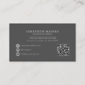 Monogramm und Metal-Polygonkohle Grau-ID1039 Visitenkarte (Rückseite)