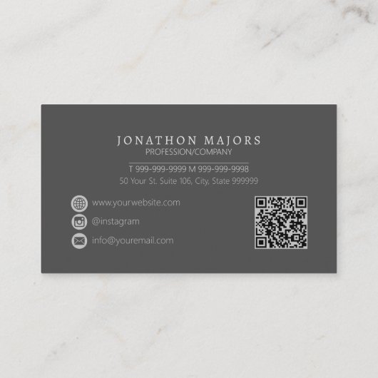 Monogramm und Metal-Polygonkohle Grau-ID1039 Visitenkarte (Rückseite)