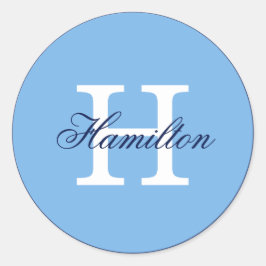 Monogramm und Nachname Runder Aufkleber