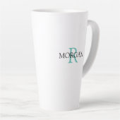 Monogramm und Name, Aquamarin und schwarz personal Milchtasse (Rechte Ecke)