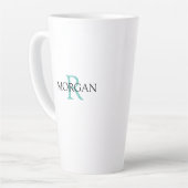 Monogramm und Name, Aquamarin und schwarz personal Milchtasse (Linke Ecke)