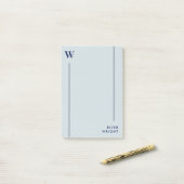 Monogramm und Name aus Aluminium, Grau und Navy Post-it Klebezettel (Auf Schreibtisch)