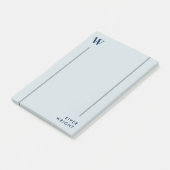 Monogramm und Name aus Aluminium, Grau und Navy Post-it Klebezettel (angewinkelt)