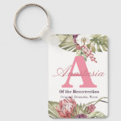 Monogramm und Name Bedeutung tropischer Flora Schlüsselanhänger (Vorderseite)