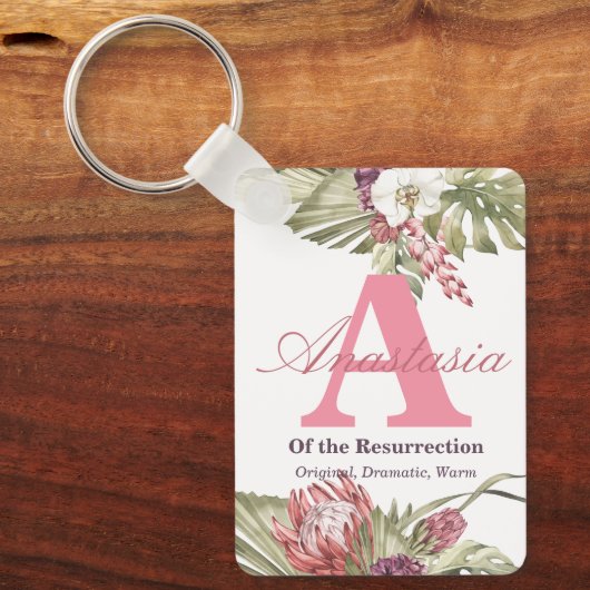 Monogramm und Name Bedeutung tropischer Flora Schlüsselanhänger (Vorderseite)