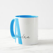 Monogramm und Name benutzerdefinierter Text Tasse (Vorderseite Links)