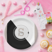 Monogramm und Name Block Grafische Entsorgungsplat Pappteller (Party)