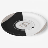 Monogramm und Name Block Grafische Entsorgungsplat Pappteller (Schrägansicht)