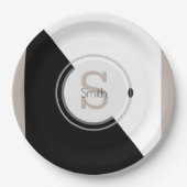 Monogramm und Name Block Grafische Entsorgungsplat Pappteller (Vorderseite)