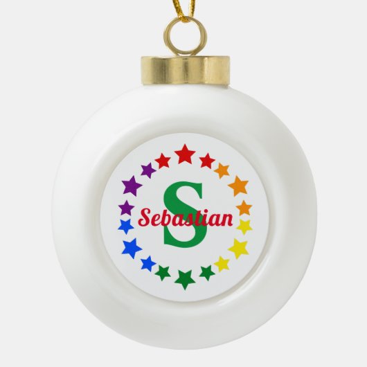 Monogramm und Name der aktuellen LGBT-Gay Pride Keramik Kugel-Ornament (Vorderseite)