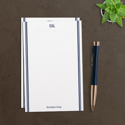 Monogramm und Name der blauen Doppellinien für Nav Briefpapier