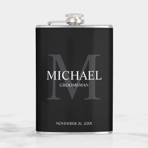 Monogramm und Name der eleganten Personalisierten  Flachmann