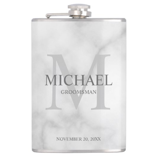 Monogramm und Name der eleganten Personalisierten Flachmann (Vorderseite)