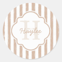 Monogramm und Name der gefärbten Tan-Streifen