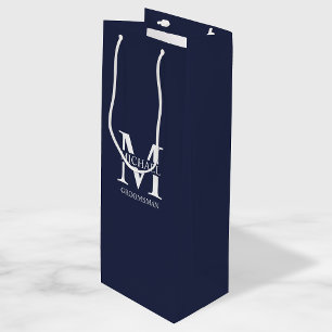Monogramm und Name der klassischen Personalisierte Geschenktüte Für Weinflaschen