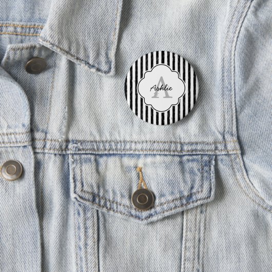 Monogramm und Name der lässigen schwarzen gestrich Button (Beispiel)