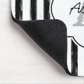 Monogramm und Name der lässigen schwarzen gestrich Mousepad (Ecke)