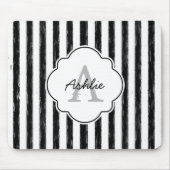 Monogramm und Name der lässigen schwarzen gestrich Mousepad (Vorne)