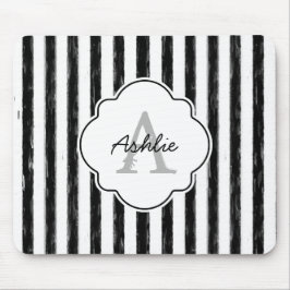 Monogramm und Name der lässigen schwarzen gestrich Mousepad