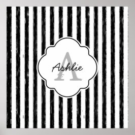 Monogramm und Name der lässigen schwarzen gestrich Poster