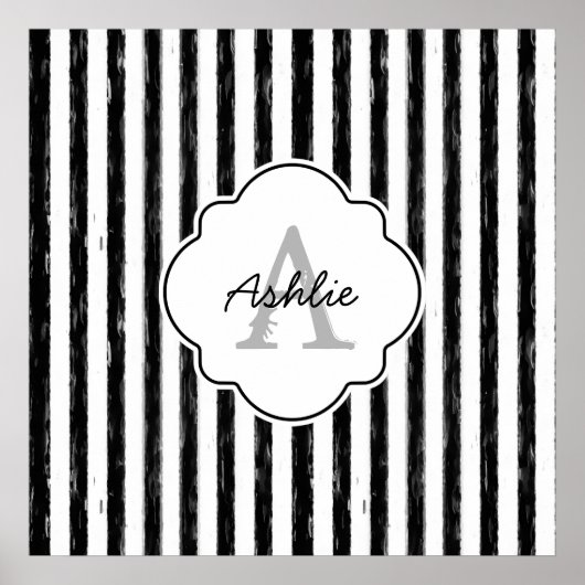 Monogramm und Name der lässigen schwarzen gestrich Poster (Vorne)