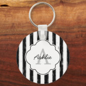 Monogramm und Name der lässigen schwarzen gestrich Schlüsselanhänger (Vorderseite)