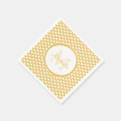 Monogramm und Name der modernen gelben und weißen  Serviette (Ecke)