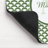 Monogramm und Name der modernen grünen und weißen Mousepad (Ecke)