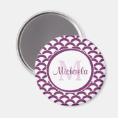 Monogramm und Name der modernen Lila und weißen Sc Magnet (Vorderseite/Rückseite)