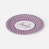 Monogramm und Name der modernen Lila und weißen Sc Pappteller (Schrägansicht)