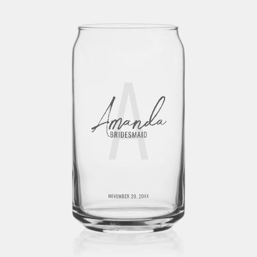 Monogramm und Name der modernen Personalisierten B Dosenglas (Vorderseite)