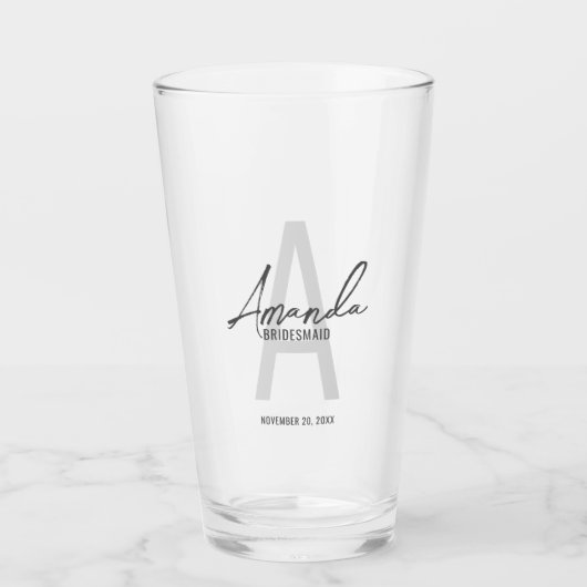Monogramm und Name der modernen Personalisierten B Glas (Vorderseite)