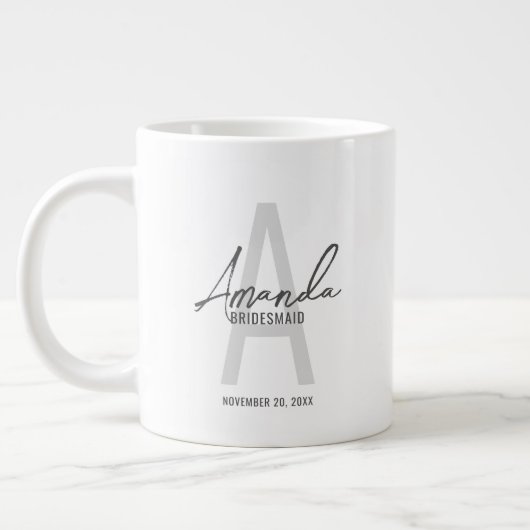 Monogramm und Name der modernen Personalisierten B Jumbo-Tasse (Links)