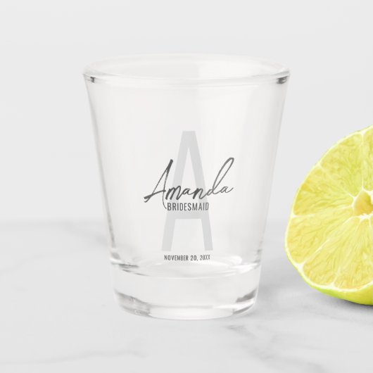 Monogramm und Name der modernen Personalisierten B Schnapsglas (Vorderseite)