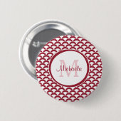 Monogramm und Name der modernen roten und weißen S Button (Vorne & Hinten)