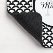 Monogramm und Name der modernen Schwarzweiß-Scallo Mousepad (Ecke)