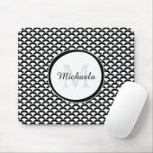 Monogramm und Name der modernen Schwarzweiß-Scallo Mousepad (Mit Mouse)