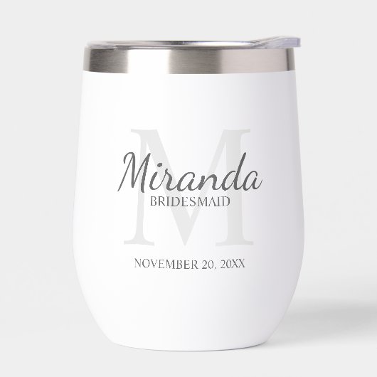 Monogramm und Name der personalisierten Bridesmaid (Links)