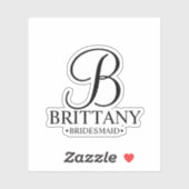 Monogramm und Name der personalisierten Bridesmaid Aufkleber (Blatt)