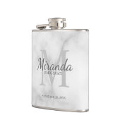 Monogramm und Name der personalisierten Bridesmaid Flachmann (Links)