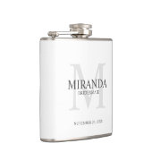 Monogramm und Name der personalisierten Bridesmaid Flachmann (Rechts)