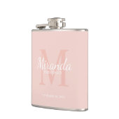 Monogramm und Name der personalisierten Bridesmaid Flachmann (Links)