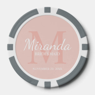 Monogramm und Name der personalisierten Bridesmaid Pokerchips