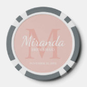 Monogramm und Name der personalisierten Bridesmaid Pokerchips (Rückseite)