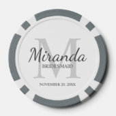 Monogramm und Name der personalisierten Bridesmaid Pokerchips (Rückseite)