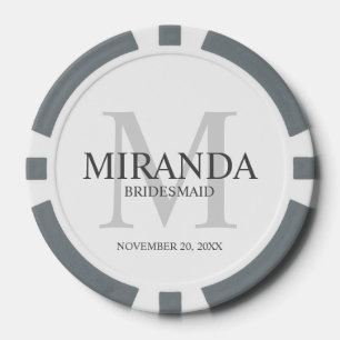 Monogramm und Name der personalisierten Bridesmaid Pokerchips