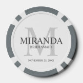 Monogramm und Name der personalisierten Bridesmaid Pokerchips (Rückseite)