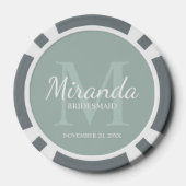 Monogramm und Name der personalisierten Bridesmaid Pokerchips (Rückseite)