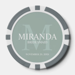 Monogramm und Name der personalisierten Bridesmaid Pokerchips