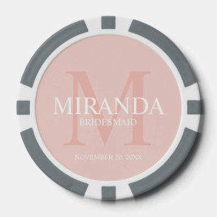 Monogramm und Name der personalisierten Bridesmaid Pokerchips